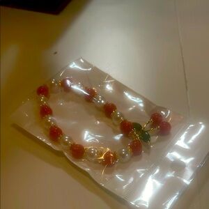 Elegant Pearl and Red Bead Bracelet